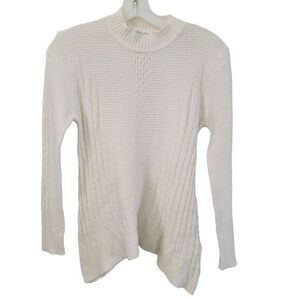 Jon & Anna Asymmetrical Ribbed Cable‎ Knit Sweater Sz Medium Cottage Cabin Cozy